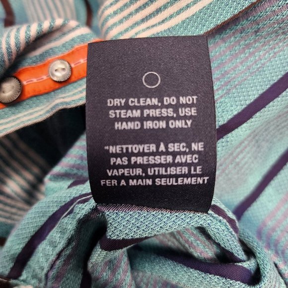 Robert Graham Men's Aqua Vertical Stripe Long Sleeve Shirt With Cuff Accents XXL - Picture 11 of 12